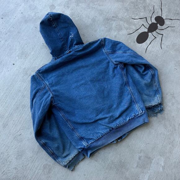 Vintage Y2K Carhartt Y07 DST denim hooded work wear jacket - Picture 6 of 9